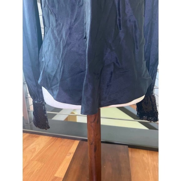 Cinq a Sept Rue Sequin Accent Cowl Neck Silk Blouse - Picture 6 of 11